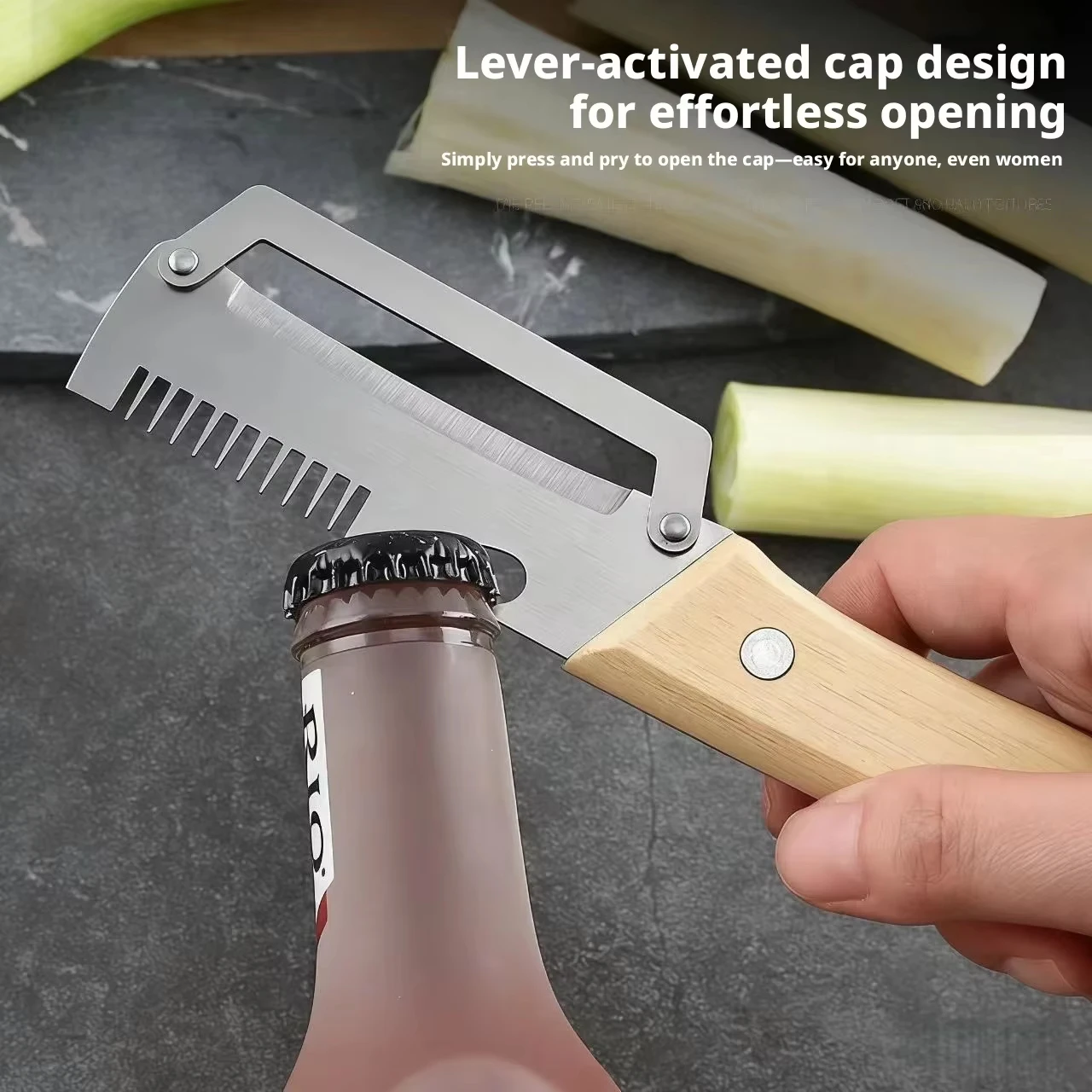 Stainless Steel Peeler Natural Wooden Handle Smooth Durable Multi Purpose Kitchen Gadget For Fruit Vegetable Peeling And Slicing thumbnail 5