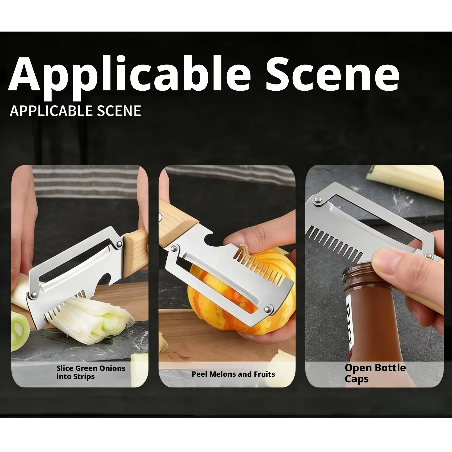 Stainless Steel Peeler Natural Wooden Handle Smooth Durable Multi Purpose Kitchen Gadget For Fruit Vegetable Peeling And Slicing thumbnail 6