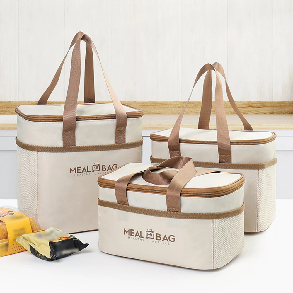 Portable lunch bag food insulated box Waterproof shoulder strap insulated box, hand-held lunch box bag, fresh aluminum