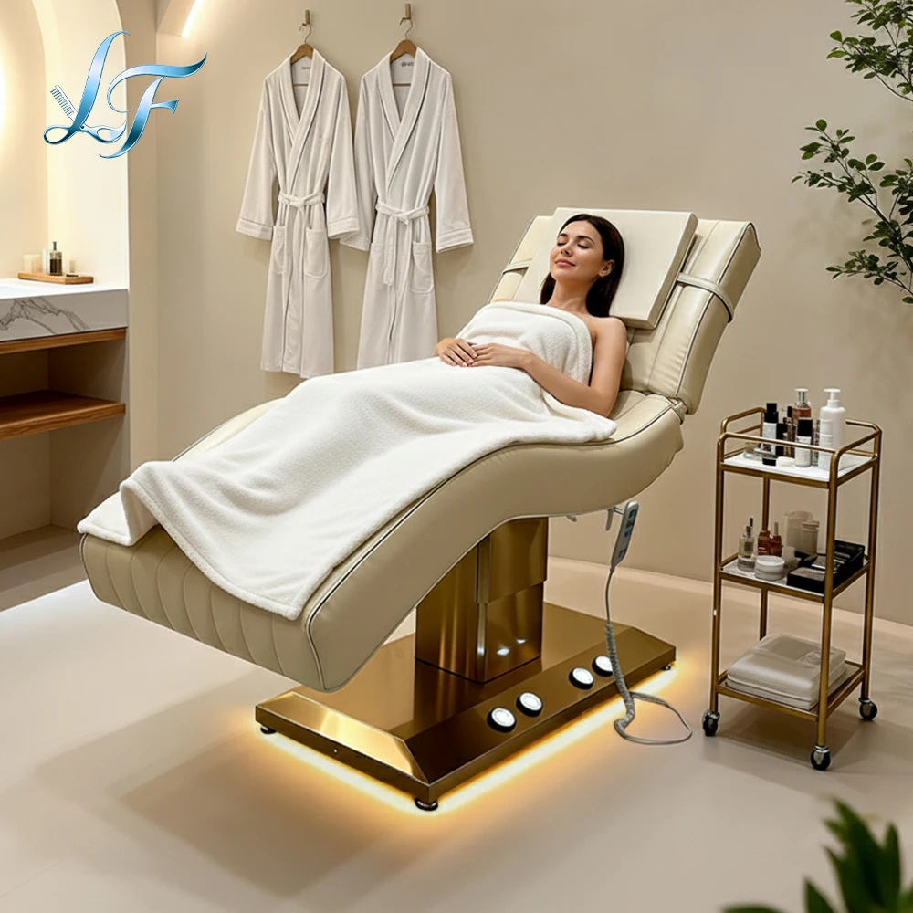 Luxury Curved Eyelash Lash Bed New 3 Motor Electric Adjustable Massage Table Professional Beauty Salon Furniture thumbnail 2