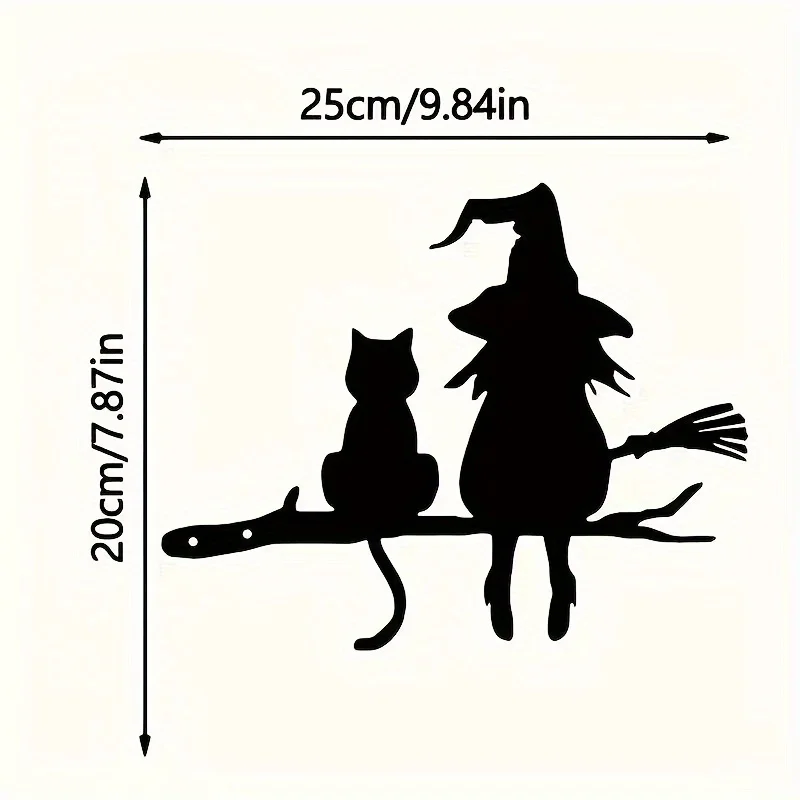 Enchanting Witch and Cat Metal Silhouette Garden Sign - Perfect for Halloween and Outdoor Decorations thumbnail 6