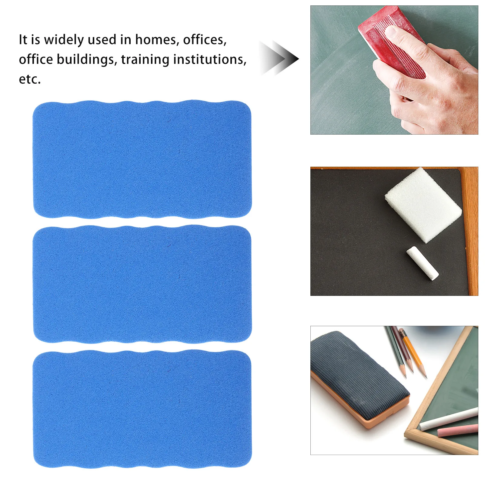 3Pcs Premium Eva Whiteboard Erasers Dry Erase Erasers for Classroom Office Supplies Washable Portable Comfortable thumbnail 3