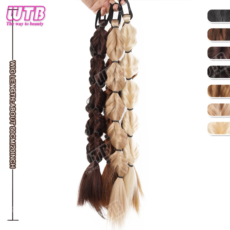 WTB Braided Ponytail Wig Synthetic Hair Wig with Elastic Band Bubble Braid Ponytail Suitable for Women's Daily Wear and Holidays thumbnail 4