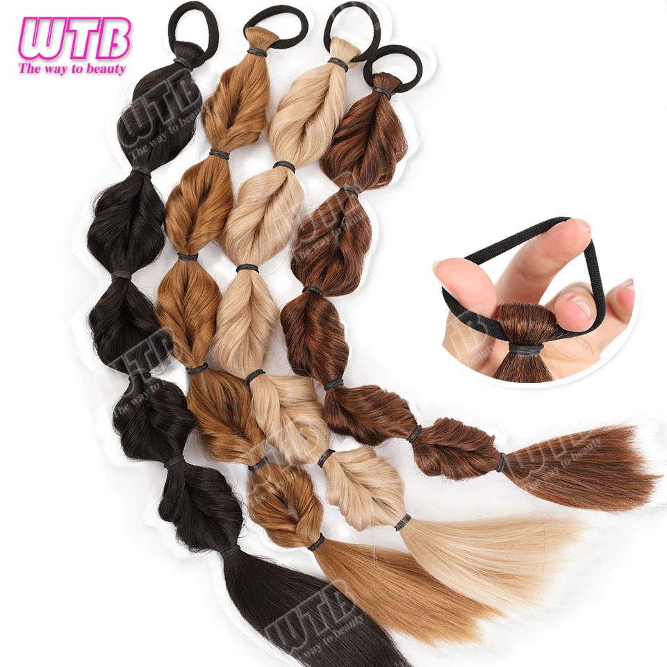 WTB Braided Ponytail Wig Synthetic Hair Wig with Elastic Band Bubble Braid Ponytail Suitable for Women's Daily Wear and Holidays thumbnail 2