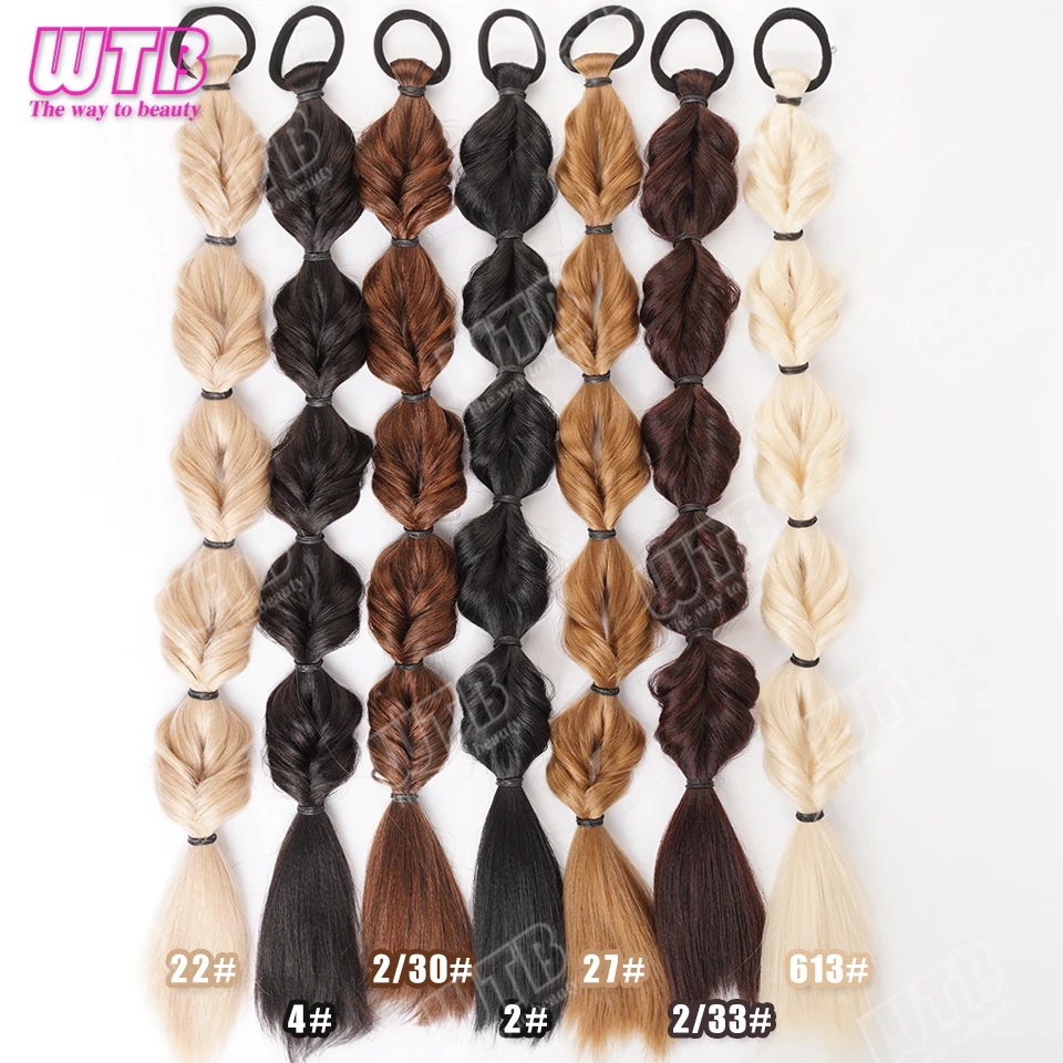 WTB Braided Ponytail Wig Synthetic Hair Wig with Elastic Band Bubble Braid Ponytail Suitable for Women's Daily Wear and Holidays thumbnail 5