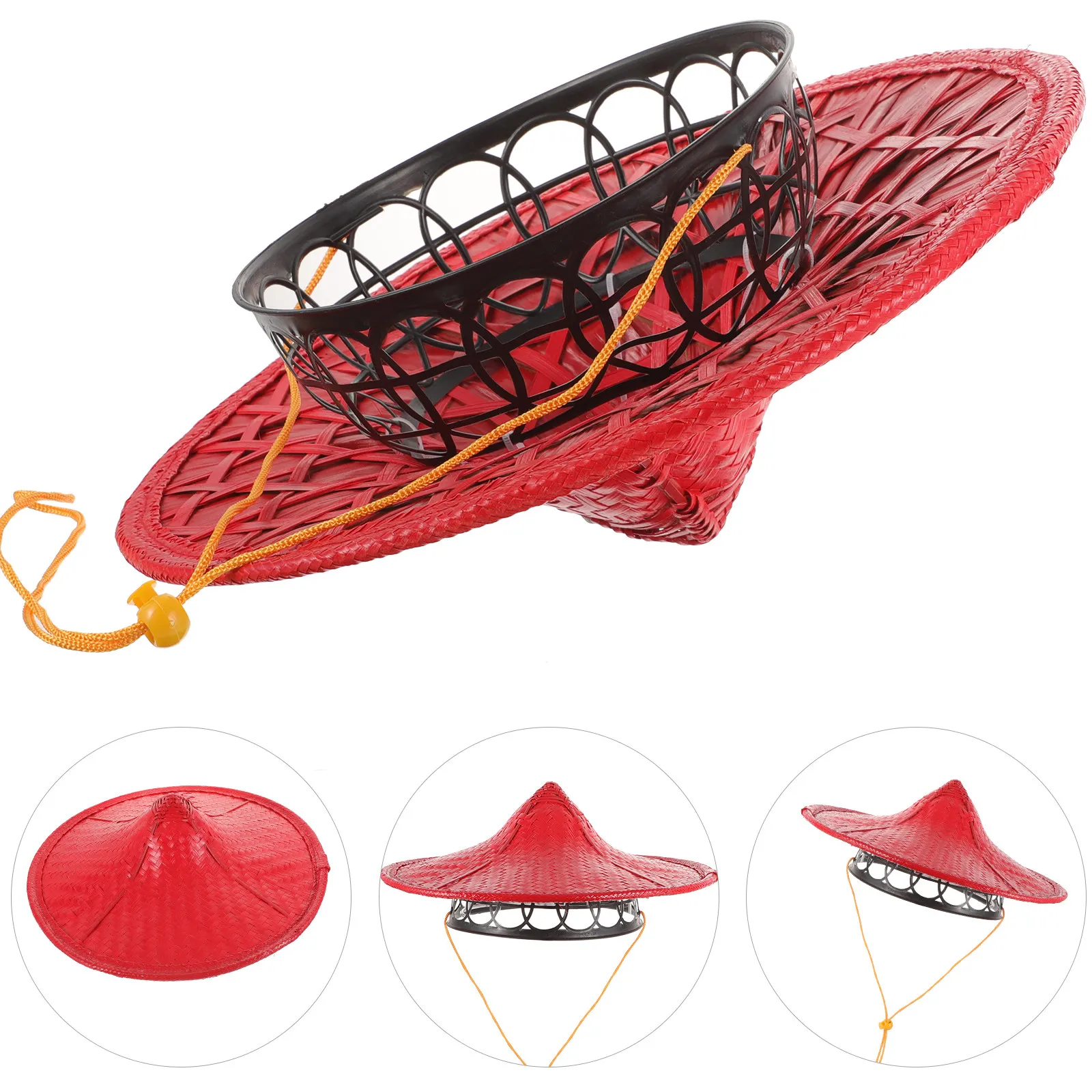 Traditional Chinese Hat Japanese Style Cosplay Headwear Shikanoko Oriental Costume Props Retro Ethnic Straw Bamboo Party Hat thumbnail 4