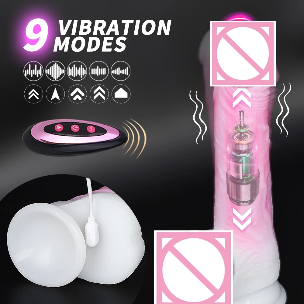 Realistic Silicone Suction Cup Dildo Telescopic Thrusting Vibrator Heating Anal Vaginal Adult Sex Toys for Women Couples thumbnail 2