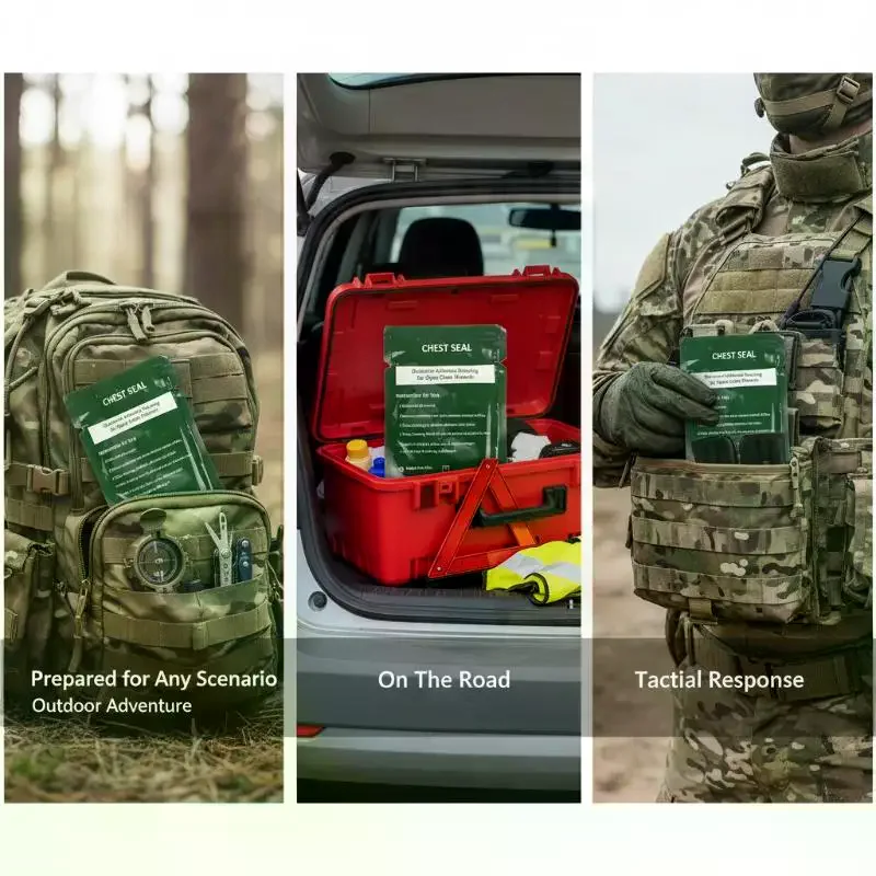 Safety Survival Emergency Trauma Sticker Chest Seal Vented First Aid Patch Outdoor Tool thumbnail 2