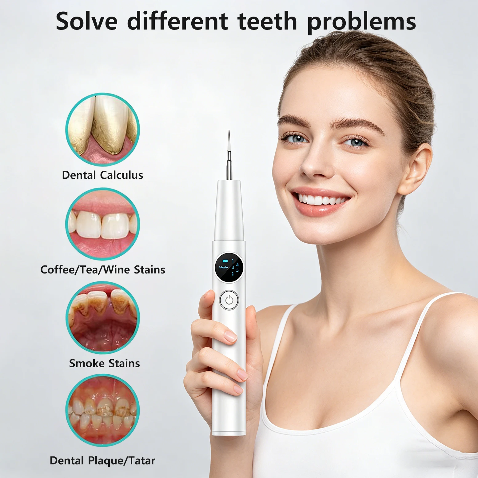 Plaque Remover for Teeth Dental Cleaning Kit Tartar Remover for Teeth with 5 Modes Rechargeable Ultrasonic Dental TeCleaner thumbnail 5