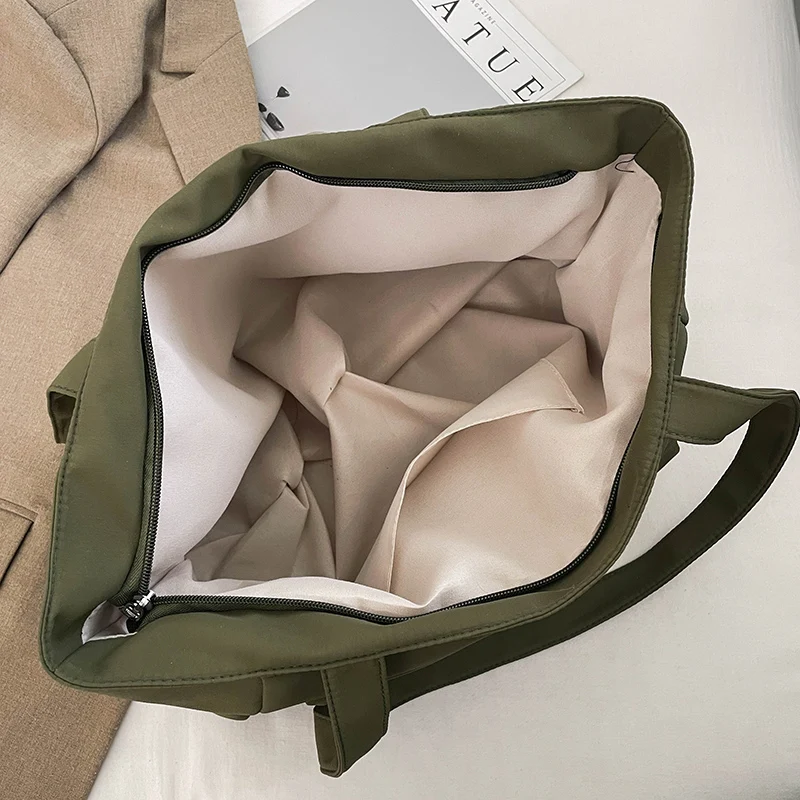 Women's Large Capacity Nylon Tote Bag, Casual Waterproof Shoulder Bag with Front Pocket, Lightweight Work School Handbag thumbnail 5