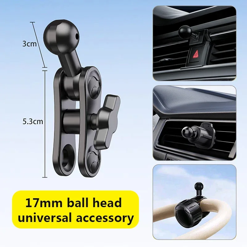 Aluminum 17mm Ball Mount Extension Adapter, Rotation Extension Rod for Car Air Vent Dashboard Phone Holder Accessories thumbnail 3