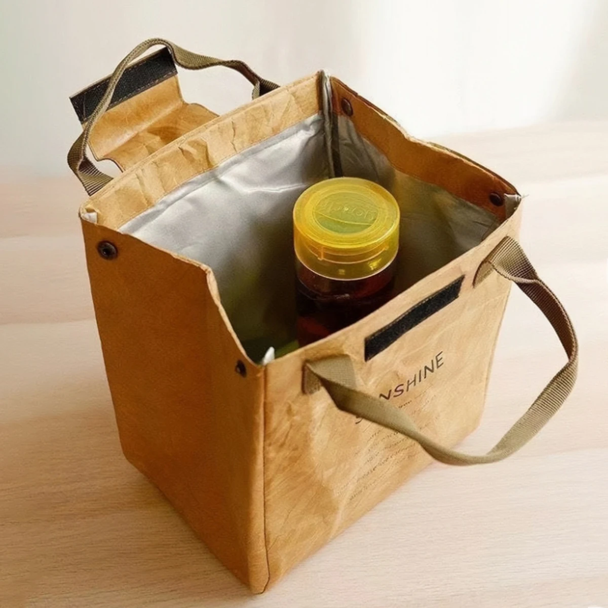 Paper bag thermal bag custom portable lunch bag kraft paper refrigerated bento bag Office worker portable lunch box bag thumbnail 3