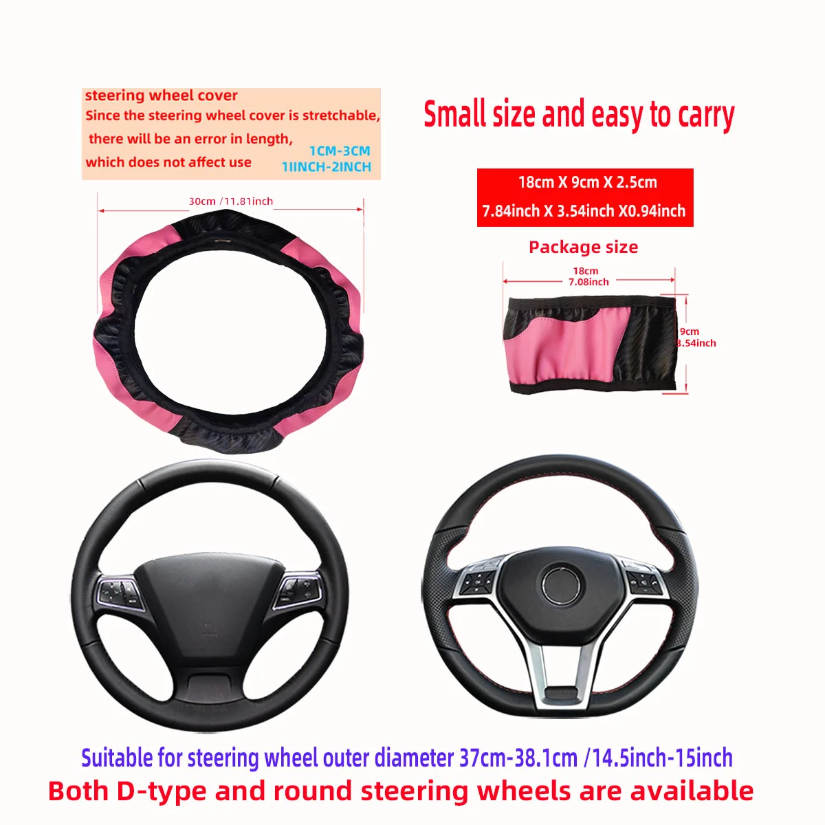 New PU Leather Car Steering Wheel Cover 15 Inch Minimalist Automotive Accessory No Inner Ring Anti Slip Wear Resistant Protector thumbnail 2
