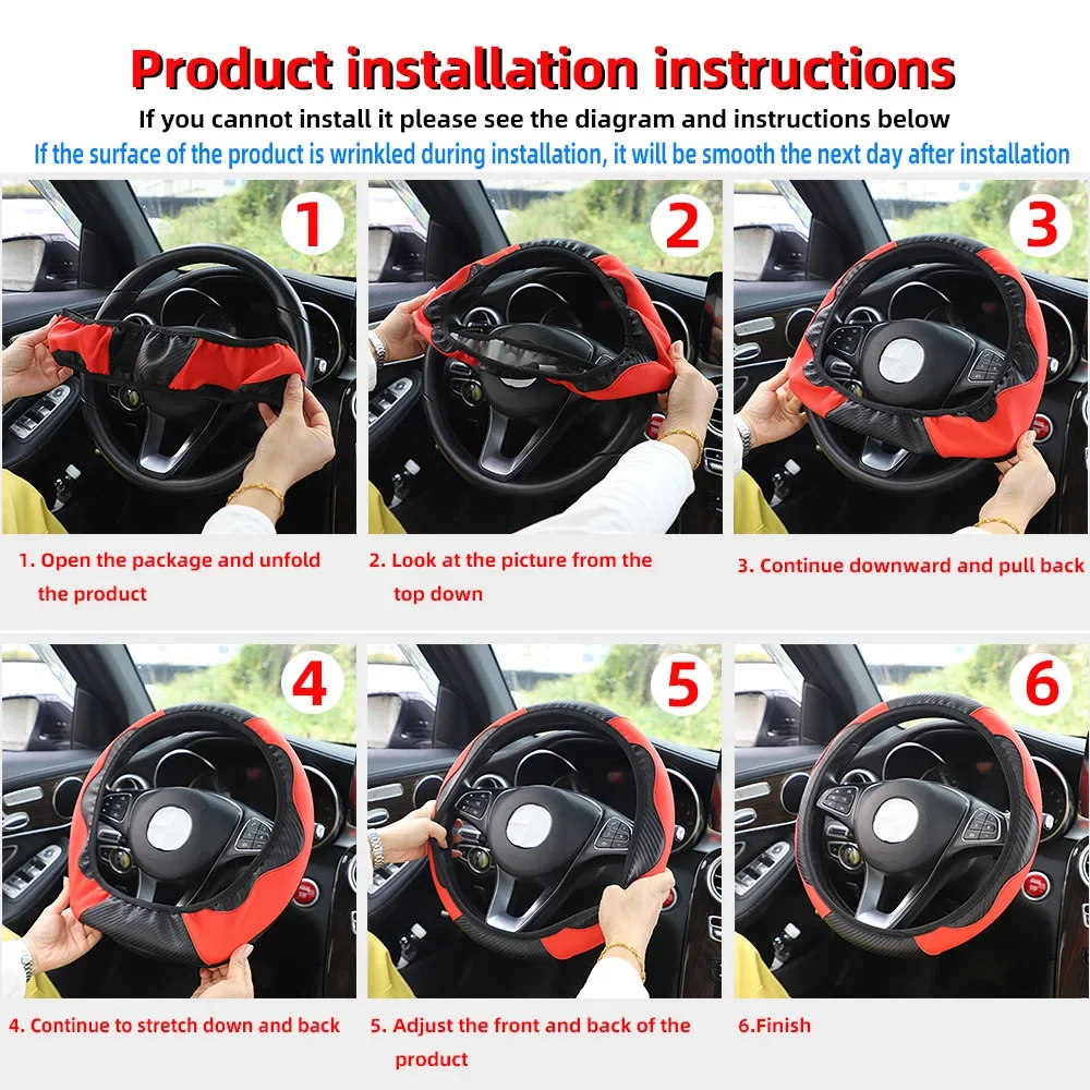 New PU Leather Car Steering Wheel Cover 15 Inch Minimalist Automotive Accessory No Inner Ring Anti Slip Wear Resistant Protector thumbnail 3