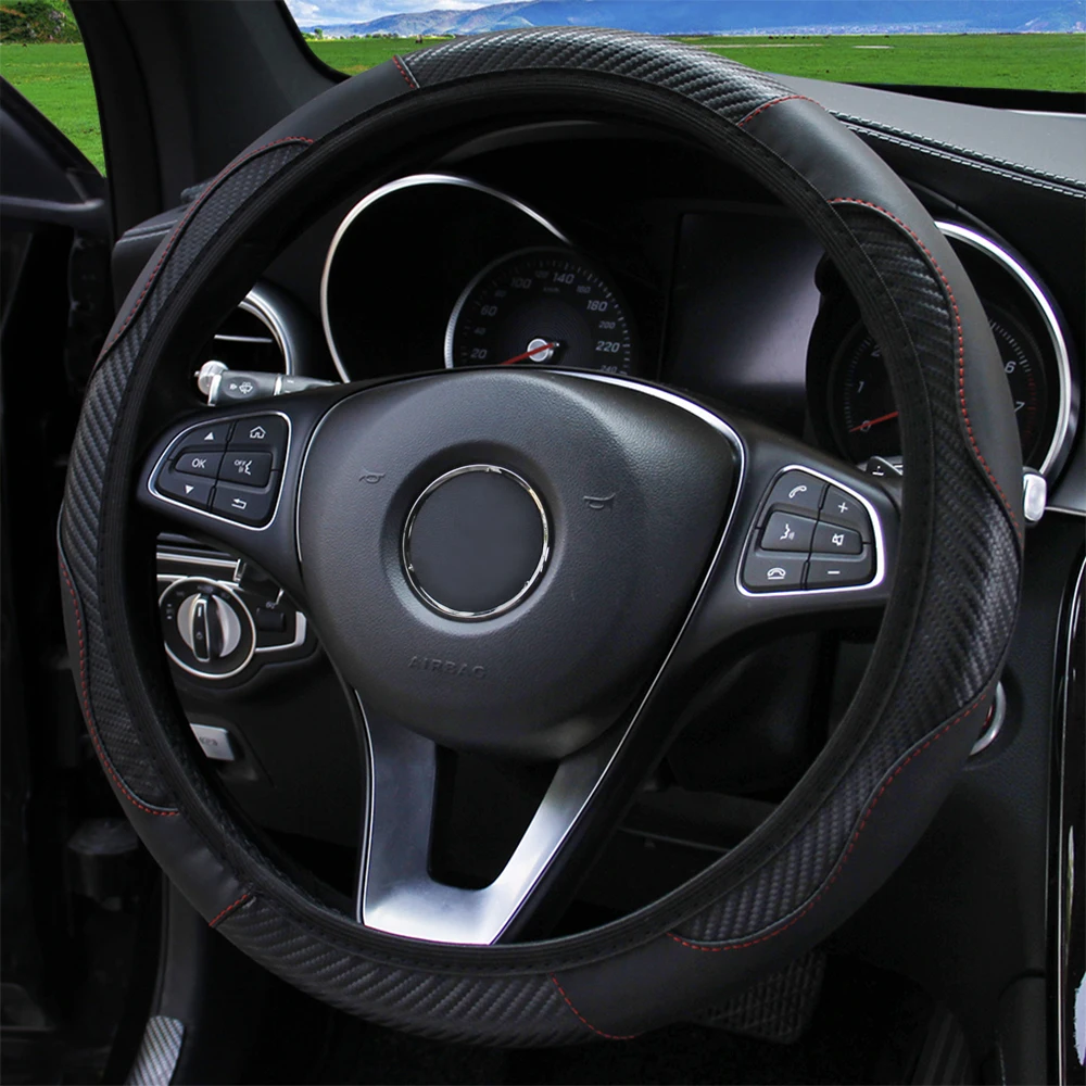 New PU Leather Car Steering Wheel Cover 15 Inch Minimalist Automotive Accessory No Inner Ring Anti Slip Wear Resistant Protector thumbnail 6