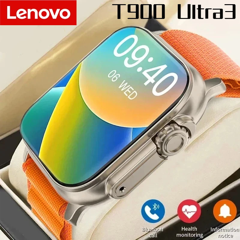 Lenovo T900 Ultra 3 Smart Watch Ultra IWO Watch NFC Bluetooth Call Heart Rate Waterproof 2.2Inch Wireless Fitness Watch Business