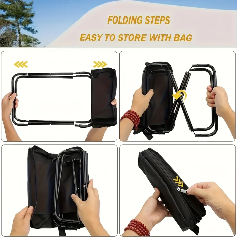 Portable Folding Stool for Outdoor Camping Picnic Fishing Lightweight Durable Iron Frame Compact Design thumbnail 4