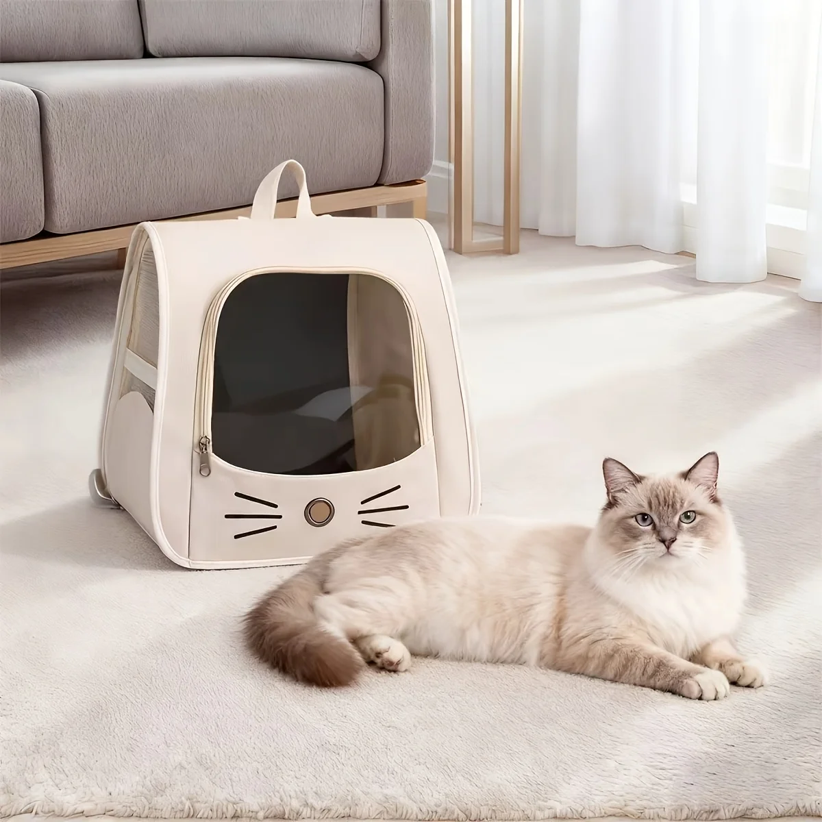 Breathable Pet Backpack Portable Carrier All Season Dog Cat Travel Bag thumbnail 2