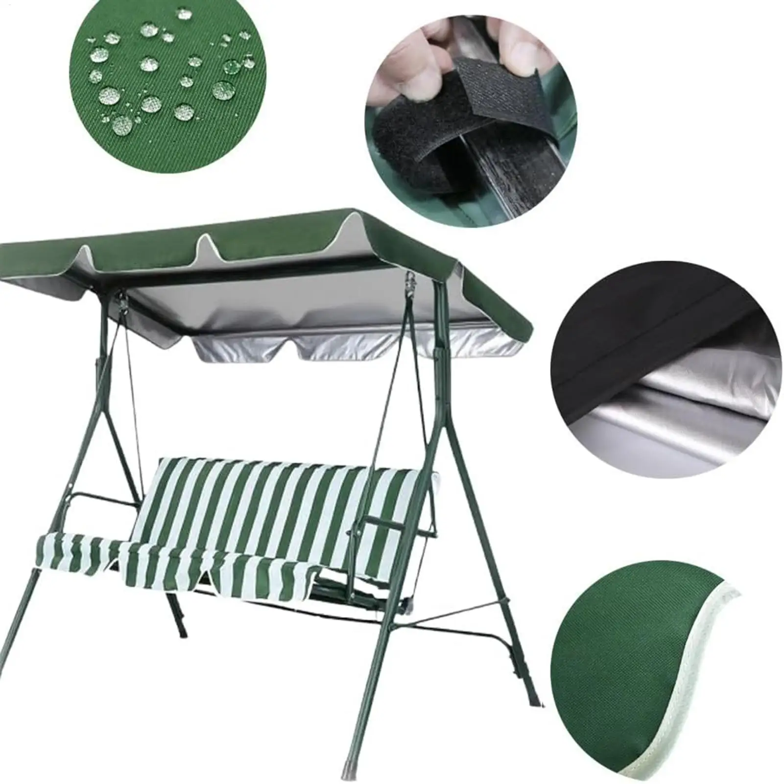 Waterproof Swing Chair Canopy Porch Swing Awning Replacement UV-Resistant Gazebo Cover For Garden Playground Hammock Outdoor thumbnail 5