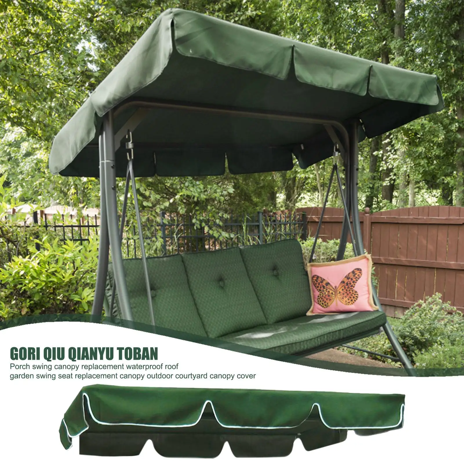 Waterproof Swing Chair Canopy Porch Swing Awning Replacement UV-Resistant Gazebo Cover For Garden Playground Hammock Outdoor thumbnail 2