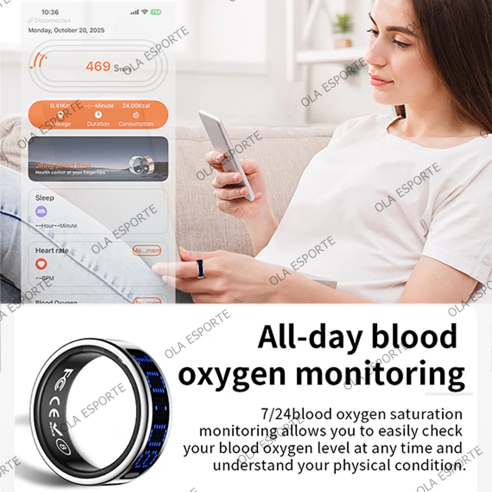 Smart Ring Men Women LED Dynamic Display Screen Heart Rate Blood Oxygen Sleep Monitor 5ATM Waterproof Multi Sports Modes Gifts thumbnail 4