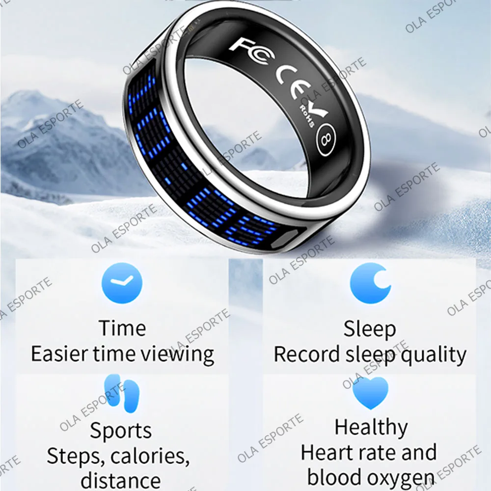 Smart Ring Men Women LED Dynamic Display Screen Heart Rate Blood Oxygen Sleep Monitor 5ATM Waterproof Multi Sports Modes Gifts thumbnail 2
