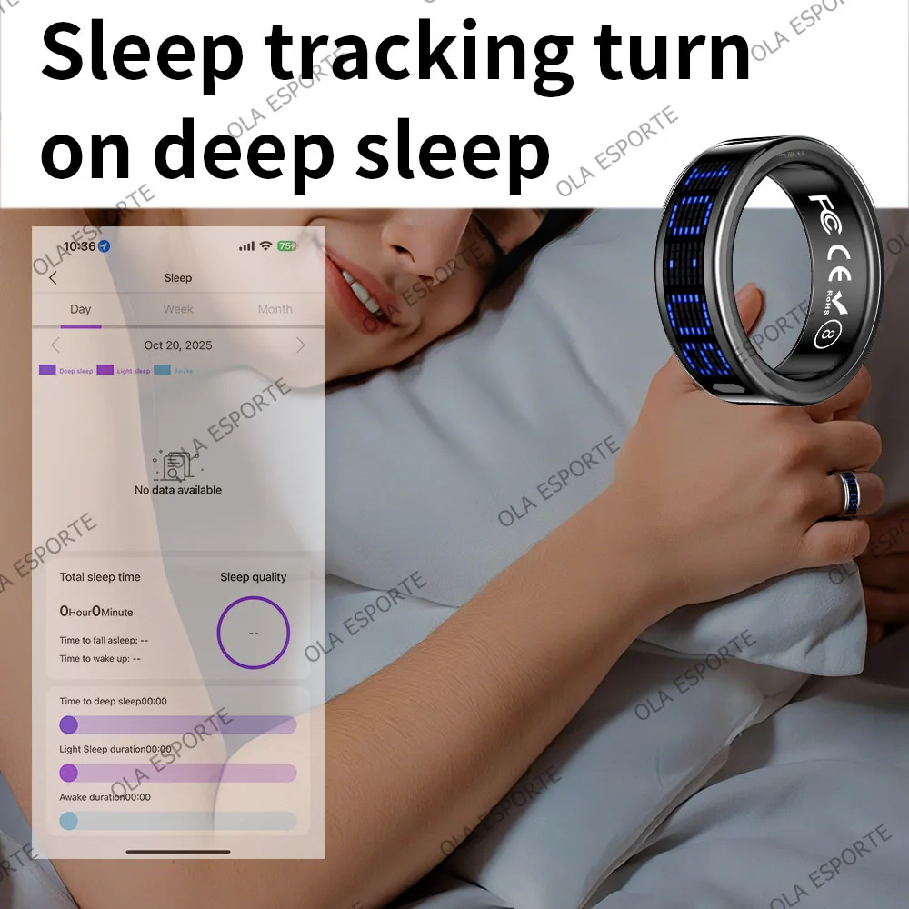 Smart Ring Men Women LED Dynamic Display Screen Heart Rate Blood Oxygen Sleep Monitor 5ATM Waterproof Multi Sports Modes Gifts thumbnail 5