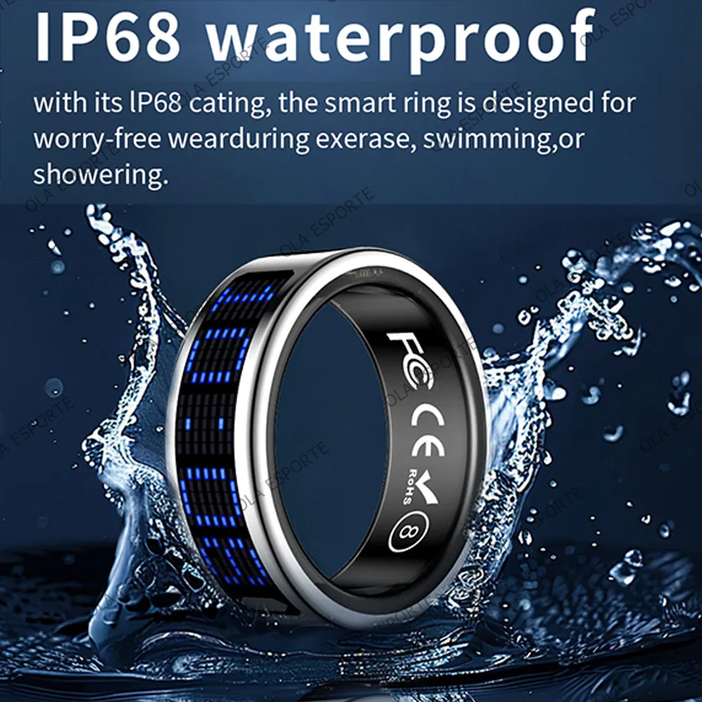 Smart Ring Men Women LED Dynamic Display Screen Heart Rate Blood Oxygen Sleep Monitor 5ATM Waterproof Multi Sports Modes Gifts thumbnail 6