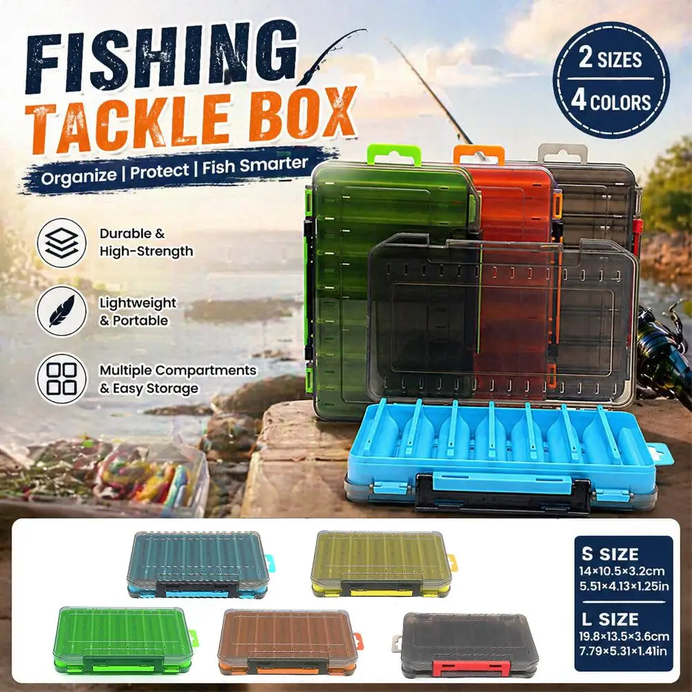 Fishing Tackle Box 14 Compartments Lure Hook Storage Case  Fishing Accessories Double Sided Fishing Tool Organizer Boxes