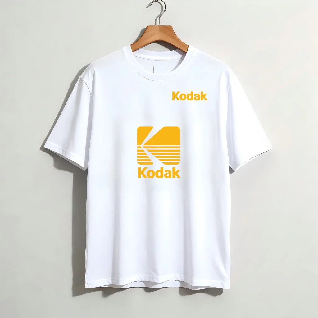 Adult Kodak Rainbow-striped Logo Printed Men's Summer Retro-style Short-sleeved Round-neck Street Fashion Casual Clothing Top thumbnail 2