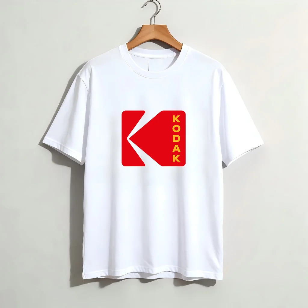 Adult Kodak Rainbow-striped Logo Printed Men's Summer Retro-style Short-sleeved Round-neck Street Fashion Casual Clothing Top thumbnail 3