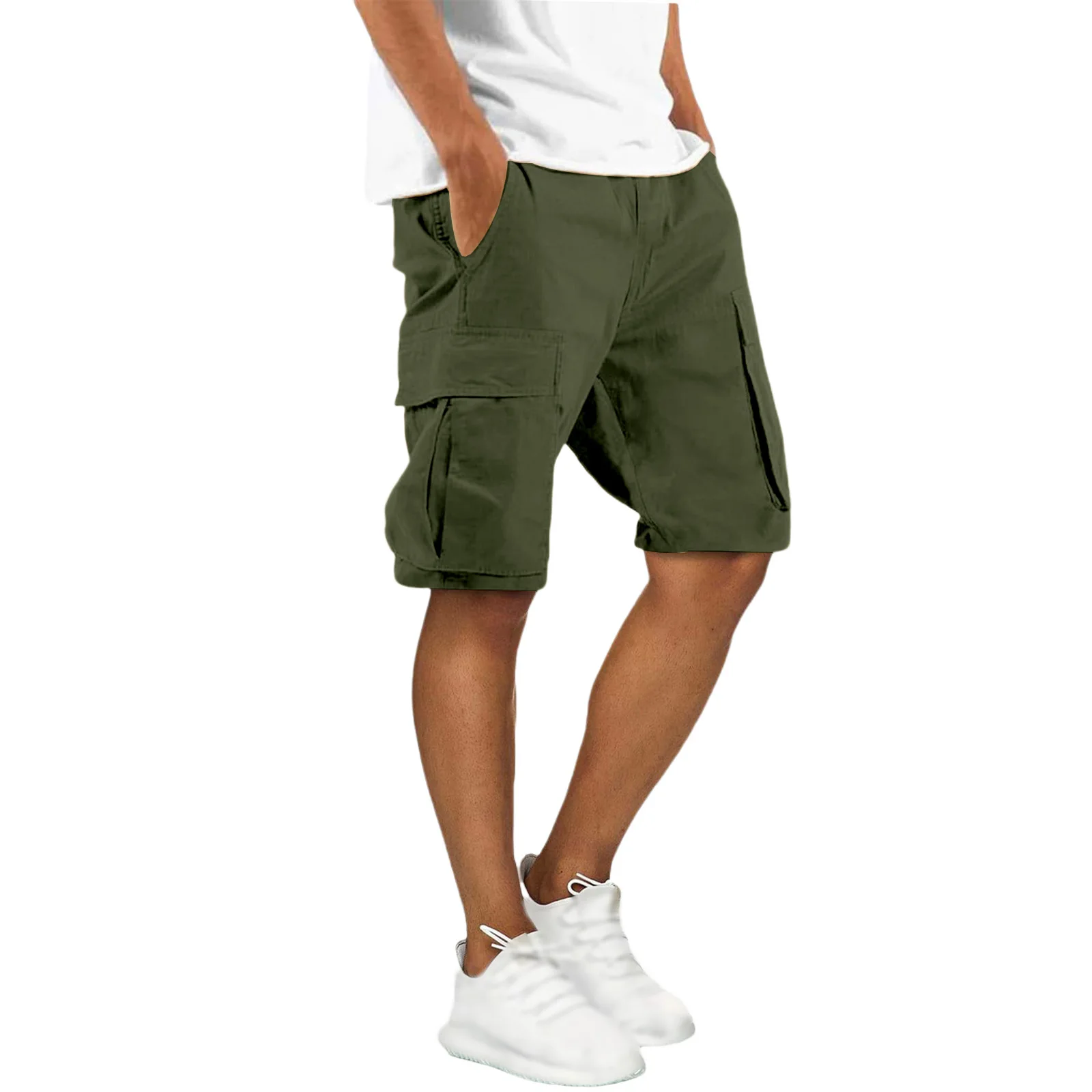 Mens Summer Casual Knee Length Shorts Multi Pocket Cargo Bottoms Tactical Sport Shorts Perfect for Jogging Gym Daily Work Wear thumbnail 4