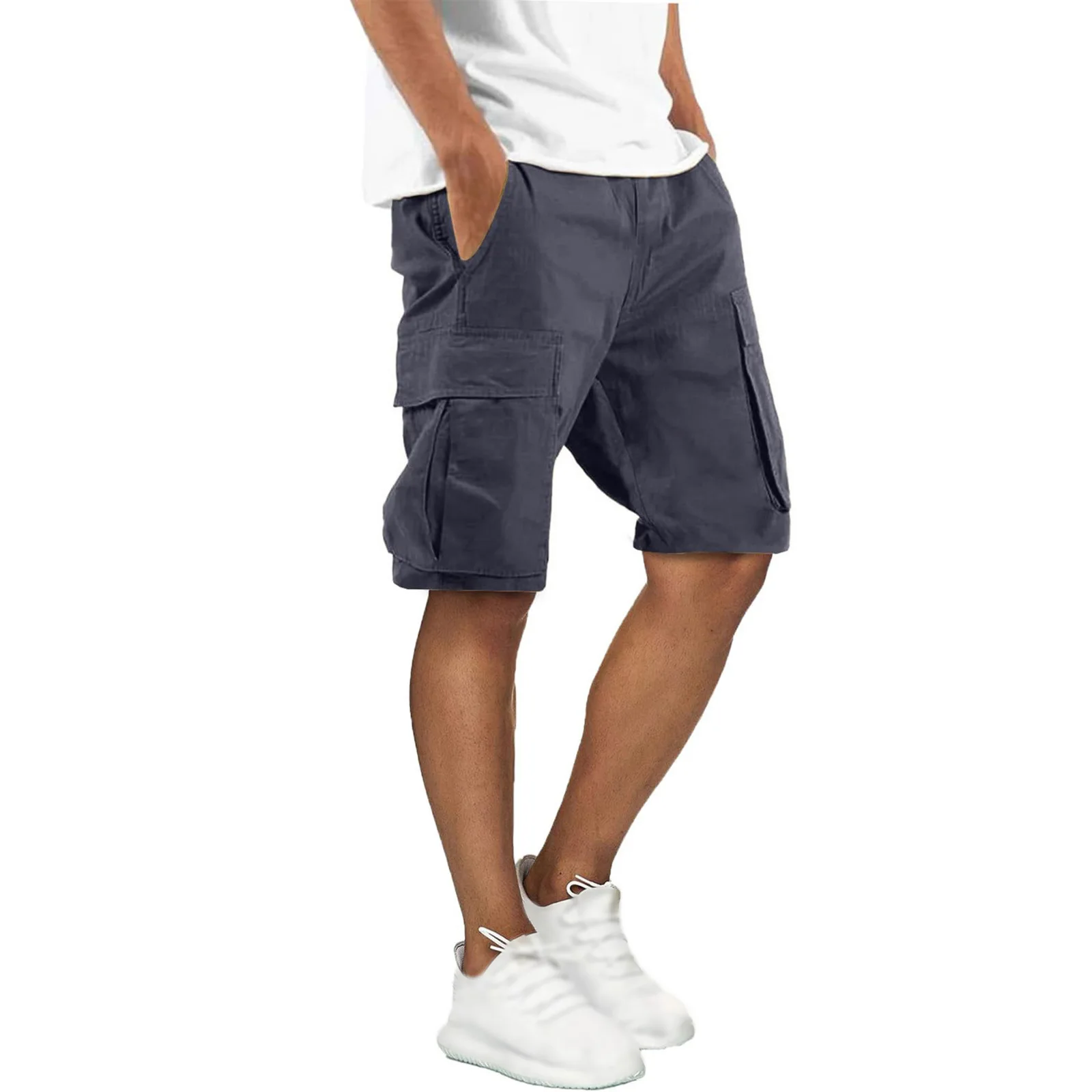 Mens Summer Casual Knee Length Shorts Multi Pocket Cargo Bottoms Tactical Sport Shorts Perfect for Jogging Gym Daily Work Wear thumbnail 3
