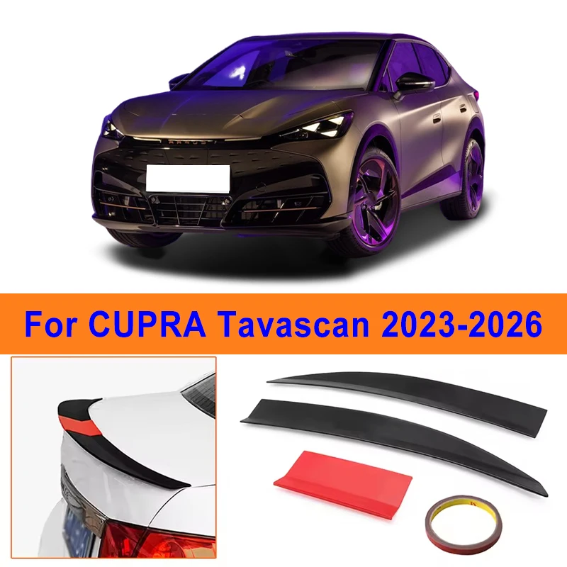 For CUPRA Tavascan 2023-2026 3-Section ABS Rear Trunk Spoiler 115-125cm Adjustable Sports Decor Top Wing Car Exterior Parts