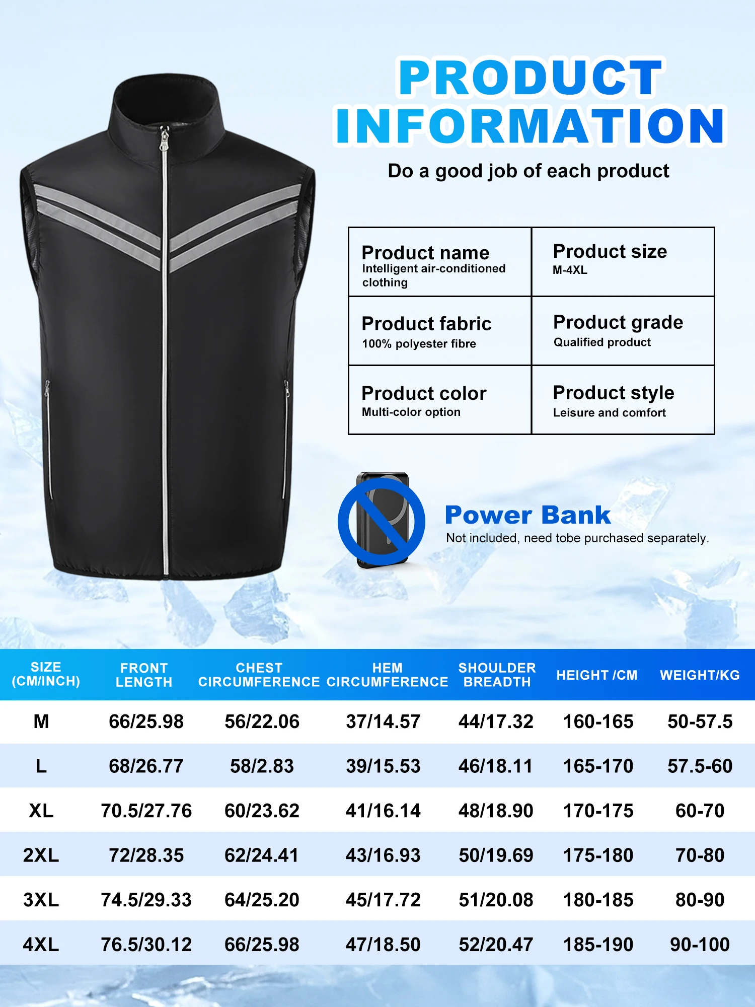 2026 Summer Cool Vest Wearable Cooling Fan Vest Air-Conditioned Clothes Continuous Cooling 13 Hours for High Temperature Work thumbnail 6