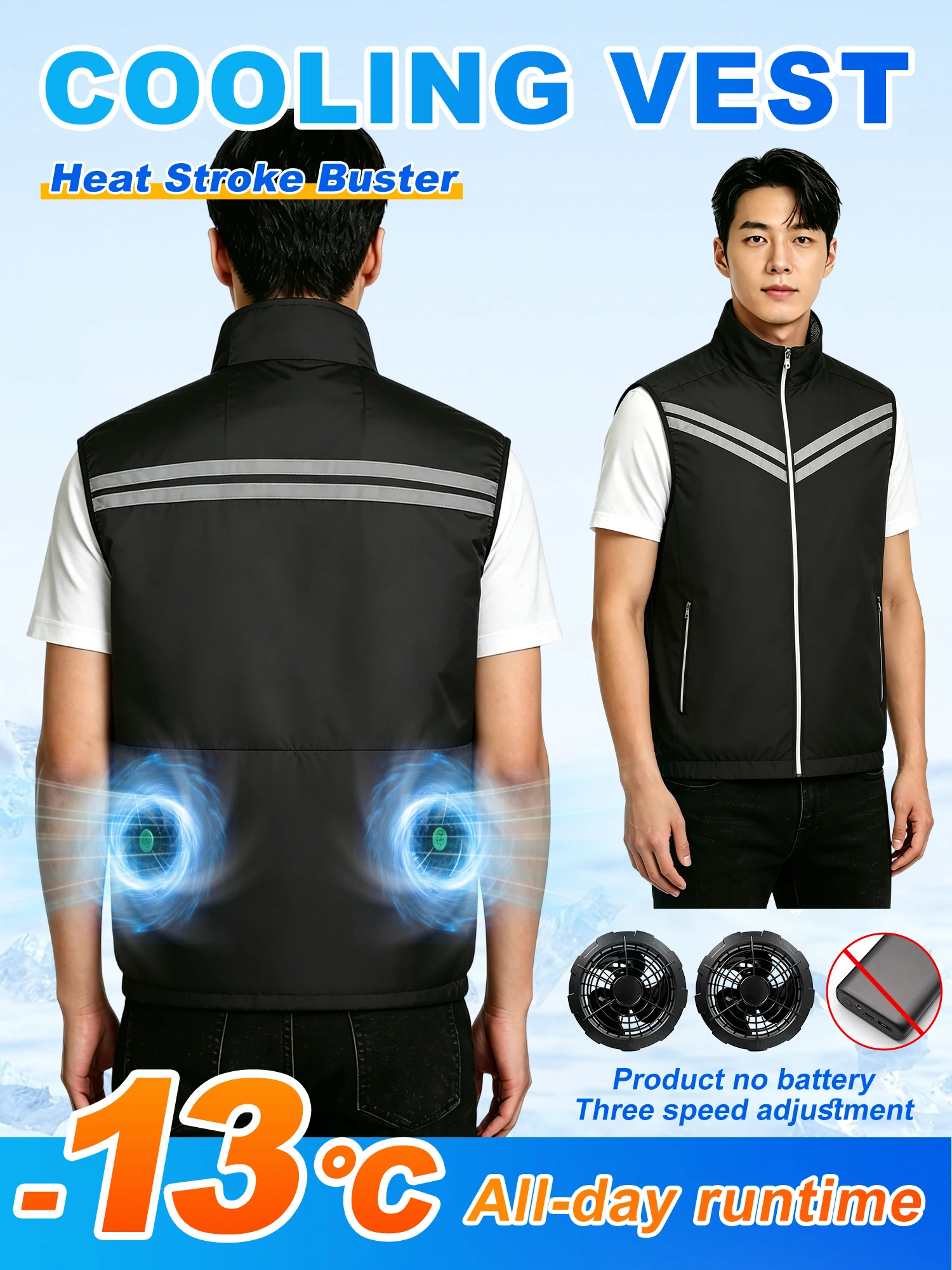 2026 Summer Cool Vest Wearable Cooling Fan Vest Air-Conditioned Clothes Continuous Cooling 13 Hours for High Temperature Work