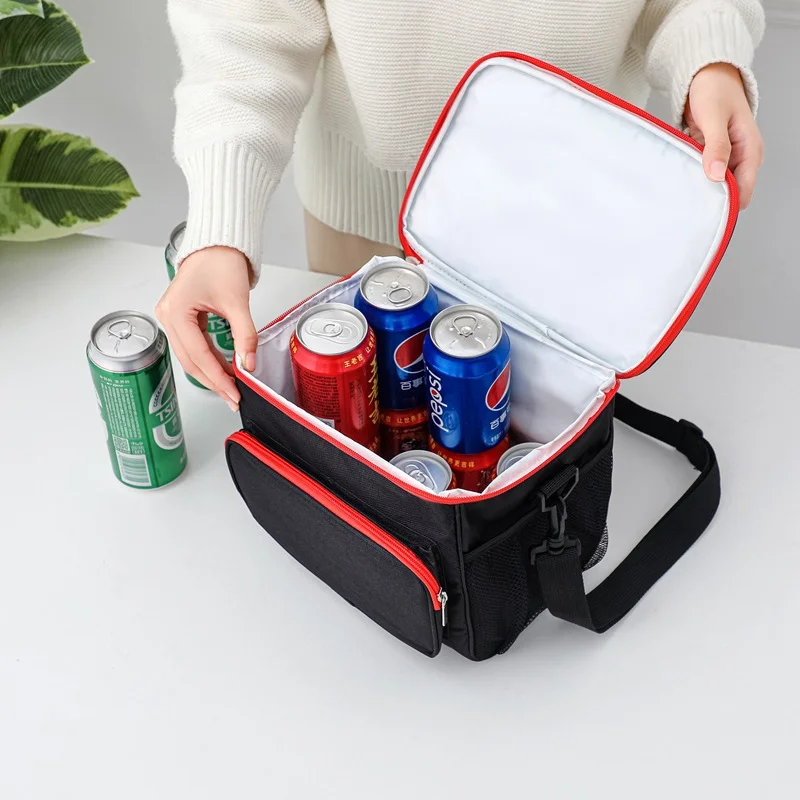 Blue insulated lunch bag, waterproof Oxford refrigerated tote bag with shoulder strap, suitable for work thumbnail 4
