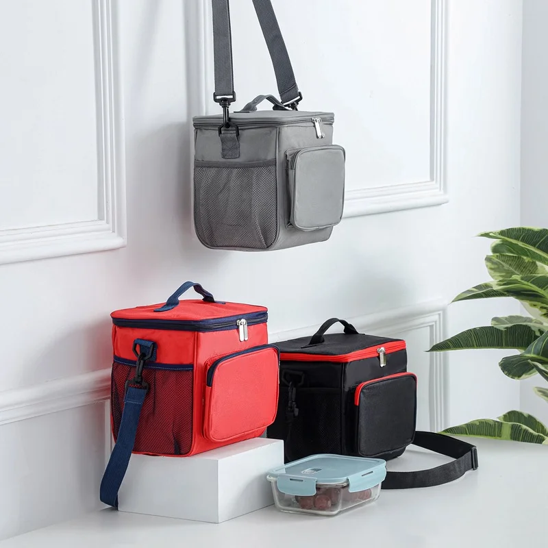 Blue insulated lunch bag, waterproof Oxford refrigerated tote bag with shoulder strap, suitable for work thumbnail 2