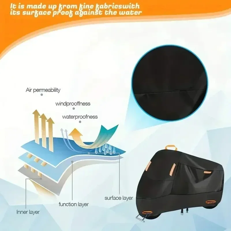 Outdoor Motorcycle Cover Waterproof Thickened Polyester Tarpaulin UV Protective Scooter Cover for Motorcycles thumbnail 5