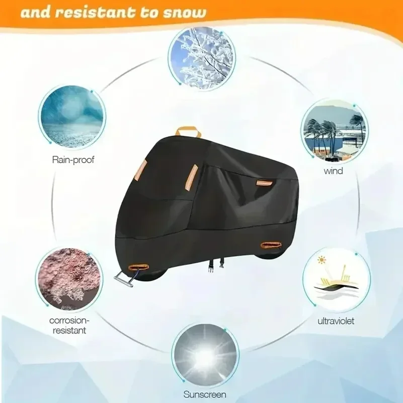 Outdoor Motorcycle Cover Waterproof Thickened Polyester Tarpaulin UV Protective Scooter Cover for Motorcycles thumbnail 4