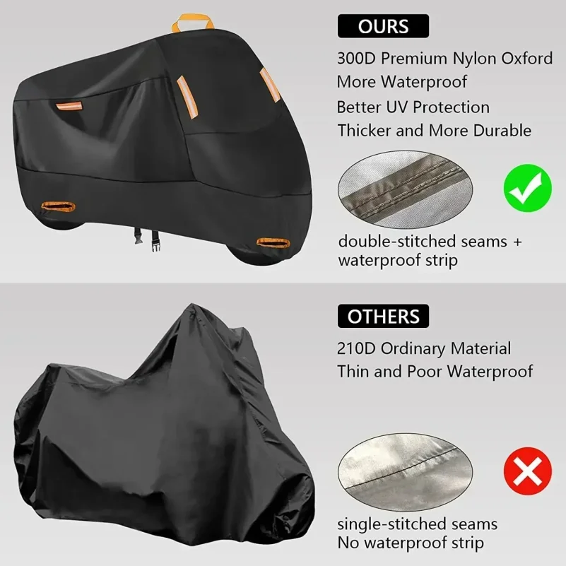 Outdoor Motorcycle Cover Waterproof Thickened Polyester Tarpaulin UV Protective Scooter Cover for Motorcycles thumbnail 3