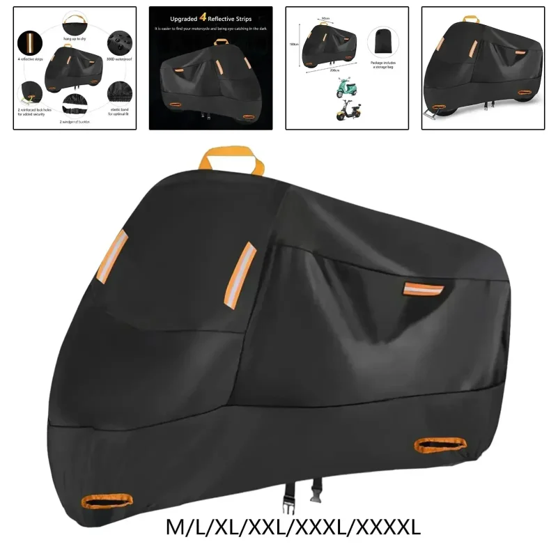 Outdoor Motorcycle Cover Waterproof Thickened Polyester Tarpaulin UV Protective Scooter Cover for Motorcycles thumbnail 6
