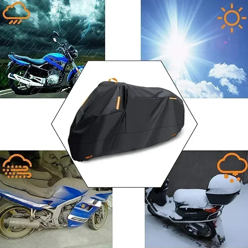 Outdoor Motorcycle Cover Waterproof Thickened Polyester Tarpaulin UV Protective Scooter Cover for Motorcycles thumbnail 2