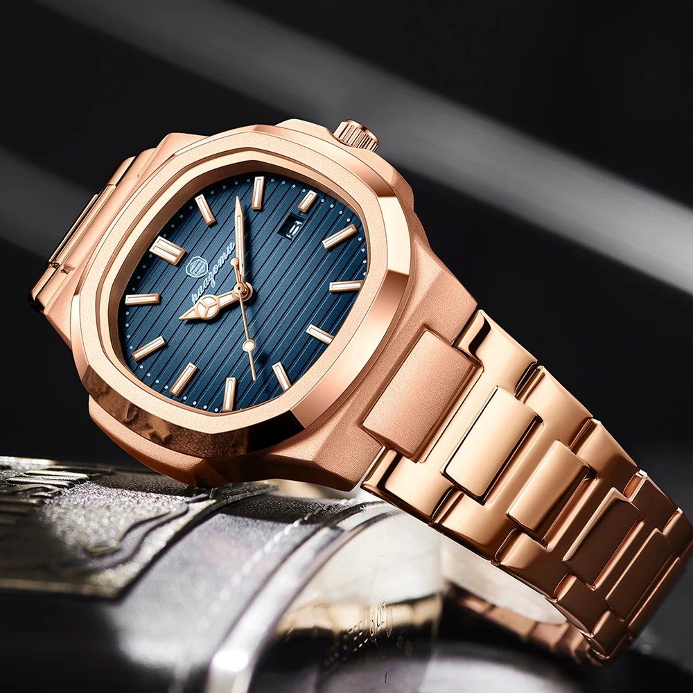 PAAZOMU Top Brand Luxury Men Wristwatch Square Quartz Watch Waterproof Luminous Date Stainless Steel Business Casual Male Clock thumbnail 3