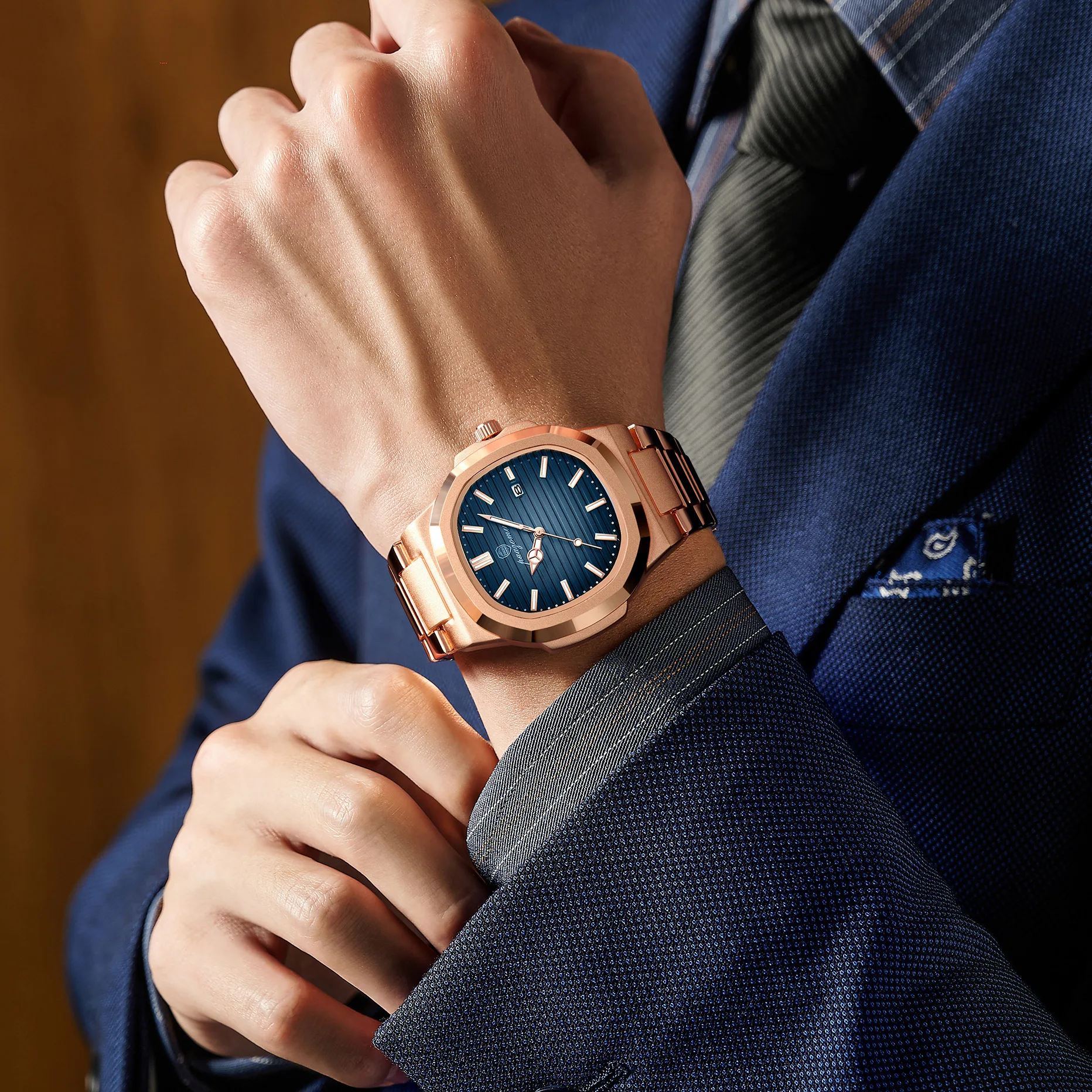 PAAZOMU Top Brand Luxury Men Wristwatch Square Quartz Watch Waterproof Luminous Date Stainless Steel Business Casual Male Clock thumbnail 2