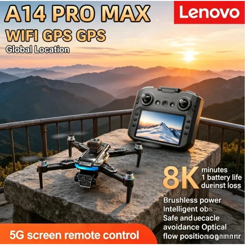 Lenovo Mi A14Pro Max Foldable Drone 8KThree Camera Obstacle Avoidance Optical Flow GPS RC Quadcopter Aerial Photography Aircraft thumbnail 2