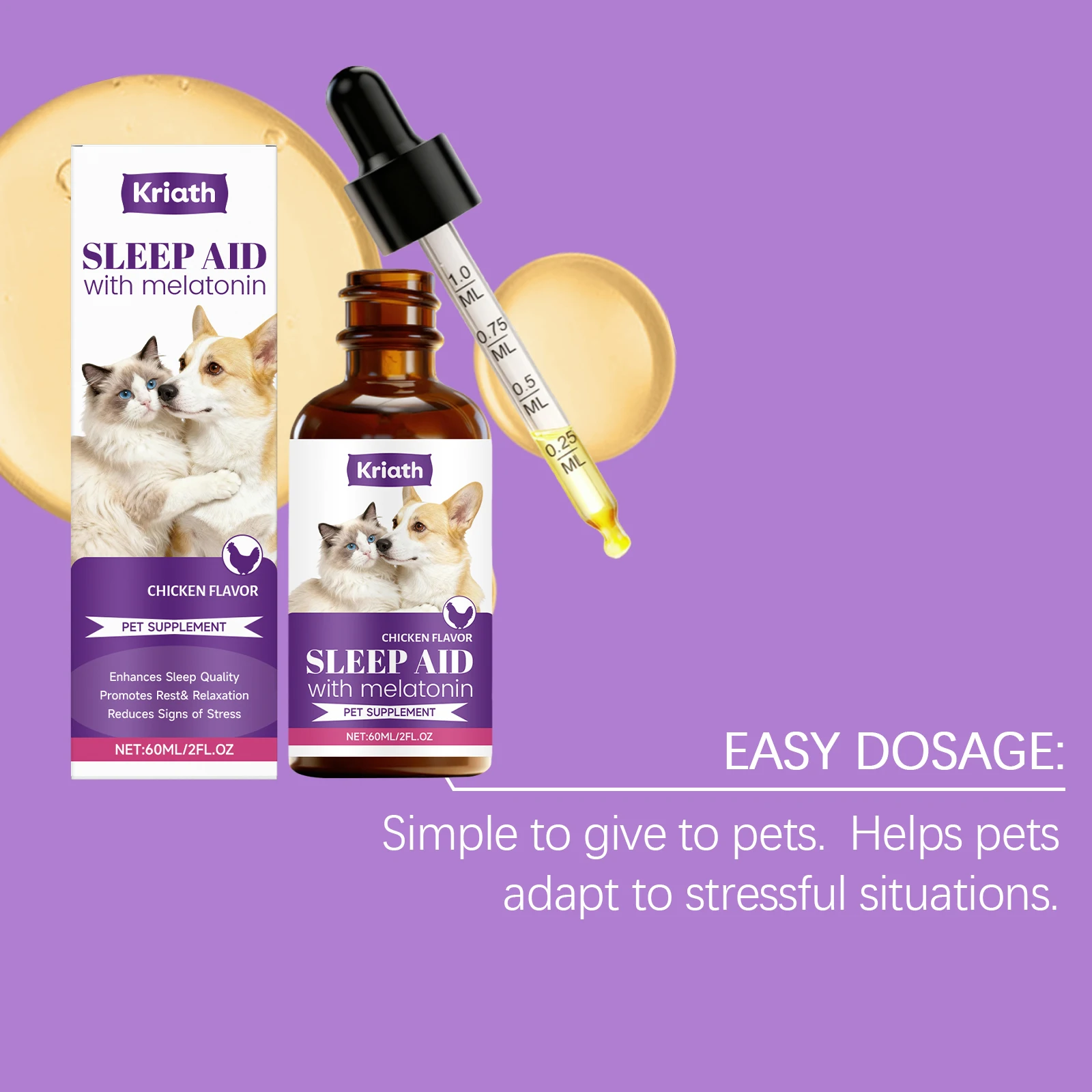 Pet Cat Dog Care Drops Nourishing Relaxation Supplement Liquid Improve Sleep Quality Relieve Stress Calming Support for Pets thumbnail 4