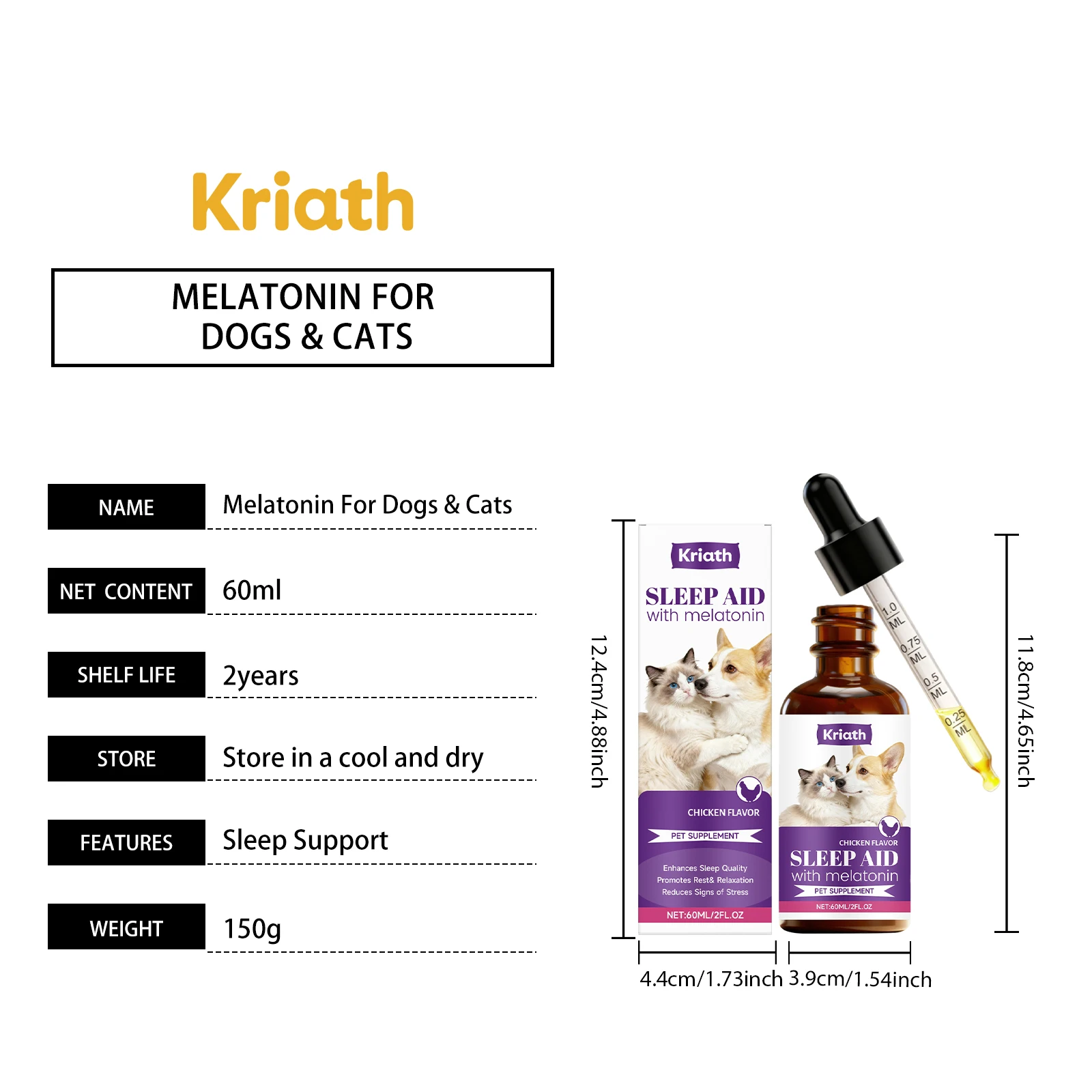Pet Cat Dog Care Drops Nourishing Relaxation Supplement Liquid Improve Sleep Quality Relieve Stress Calming Support for Pets thumbnail 2