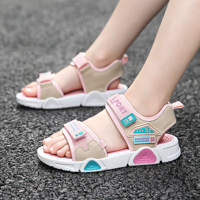 Fashion Kids Shoes Girls Sandals Cute Pink Lightweight Children Casual Barefoot Shoes Sneaker Breathable Flat Sandals for Girls thumbnail 6