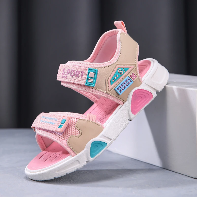 Fashion Kids Shoes Girls Sandals Cute Pink Lightweight Children Casual Barefoot Shoes Sneaker Breathable Flat Sandals for Girls